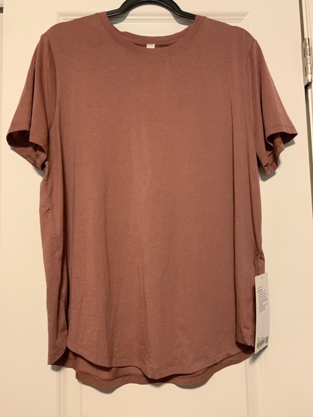 lululemon athletica SS Love Crew in Spiced Chai/White, Sz 14, NWT